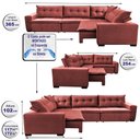 Ver mais imagens de Sofa de Canto Retrátil e Reclinável com Molas Cama Inbox Oklahoma 3,65x2,51 ou 2,51x3,65 Vermelho