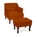 Ver imagem 1 de Kit 1 Poltrona Elizabeth + 1 Puff Retro para Sala de Estar Clássica Confortável e Reforçada Suede