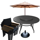 Ver imagem 1 de Jogo de Mesa 1,40m 6 Poltronas Indiana + Guarda Sol Piscina Jardim