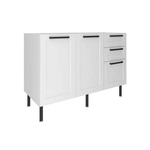 Gabinete de Cozinha Modulado Cz-3300 S/ Tampo C/ 2 Portas e 3 Gavetas 120cm Branco - Tecno Mobili