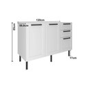 Ver imagem 3 de Gabinete de Cozinha Modulado Cz-3300 S/ Tampo C/ 2 Portas e 3 Gavetas 120cm Branco - Tecno Mobili