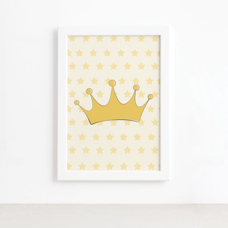 Quadro Decorativo Quarto Bebê Ursinha Princesa Coroa 22x32cm Moldura Branca - 2