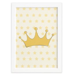 Quadro Decorativo Quarto Bebê Ursinha Princesa Coroa 22x32cm Moldura Branca - 1