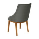 Ver imagem 4 de Kit 6 Cadeiras de Jantar Estofada Elisa Anatômica Capitonê Linho Chumbo Base Madeira Maciça Mel