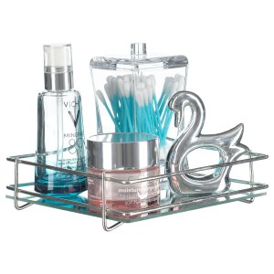 Bandeja com Espelho Decorativa P/ Maquiagem Banheiro Lavabo Pgb Bandeja Decorativa