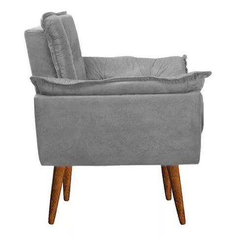 Poltrona Decorativa Opala Sala de Estar Consultório Clinica Suede Cinza -decor Elity