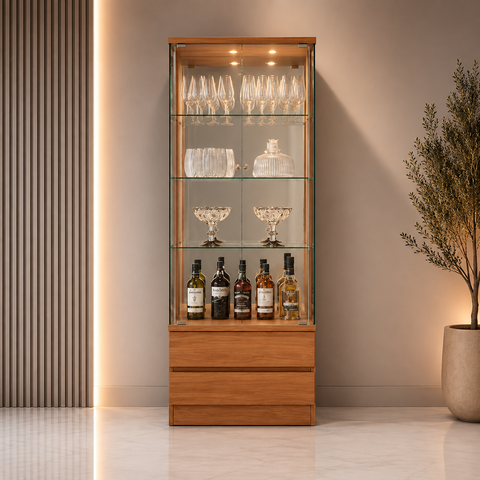 Cristaleira Vidro Temp Espelho LED Lumière - Belaris Móveis:Naturalle