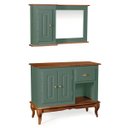 Ver imagem 1 de Gabinete para Banheiro 2 Portas com Espelheira Dália 3058 - Verde Musgo/imbuia Glazer