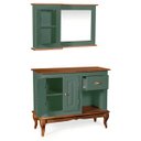 Ver imagem 2 de Gabinete para Banheiro 2 Portas com Espelheira Dália 3058 - Verde Musgo/imbuia Glazer