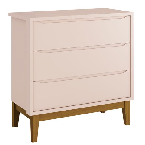 Cômoda Gaveteiro Classic New Rosa Fosco com Madeira - MoveisAqui