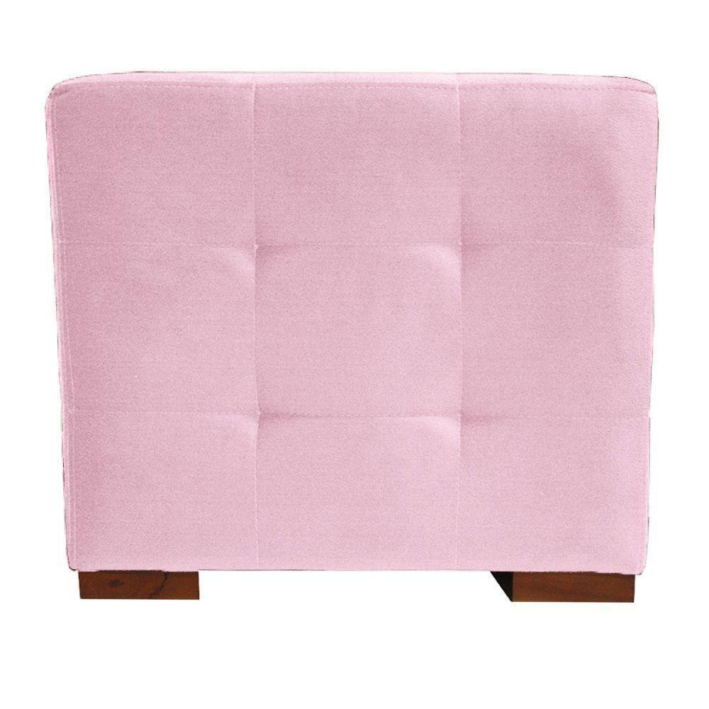 Puff Rosa Puff Cuba Decorativo Suede Rosa Bebê Kasa Sofá | MadeiraMadeira