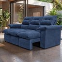 Ver imagem 5 de Sofá 3 Lugares Retrátil e Reclinável 2,00m Lyon Velusoft Azul Cama Inbox