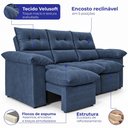 Ver imagem 3 de Sofá 3 Lugares Retrátil e Reclinável 2,00m Lyon Velusoft Azul Cama Inbox