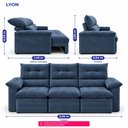 Ver imagem 2 de Sofá 3 Lugares Retrátil e Reclinável 2,00m Lyon Velusoft Azul Cama Inbox