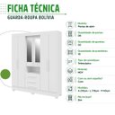 Ver imagem 7 de Guarda Roupa Casal Bolívia com Espelho 6 Portas 100% MDF Linhamobília Branco
