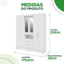 Ver imagem 3 de Guarda Roupa Casal Bolívia com Espelho 6 Portas 100% MDF Linhamobília Branco