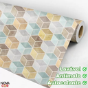 Ver imagem 2 de Papel de Parede Estampa Cubos Coloridos Geométrico Decorativo Adesivo