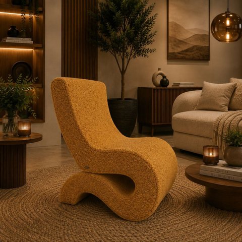 Poltrona Decorativa Marina Bouclê Moscow Design Orgânico Moderno