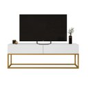 Ver imagem 2 de Rack Eros Estilo Industrial 140cm Sala Estar Branco/dourado