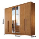 Ver imagem 2 de Guarda Roupa Casal Linea Plus 6 Portas 8 Gavetas MDF com Espelho Cinamomo Móveis Novo Horizonte