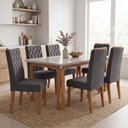 Ver imagem 2 de Conjunto Sala de Jantar Mesa 1,60m com Vidro Nadine 6 Cadeiras Bele