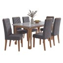 Ver imagem 1 de Conjunto Sala de Jantar Mesa 1,60m com Vidro Nadine 6 Cadeiras Bele