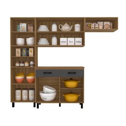 Armário De Cozinha Completa Jade 4 Peças Bor/grafit - Móveis Arapongas Boreal/grafite - 2