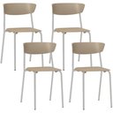 Ver imagem 1 de Kit 04 Cadeiras Empilhável Fixa Atom F02 Base Aço Cinza Nude - Lyam Decor