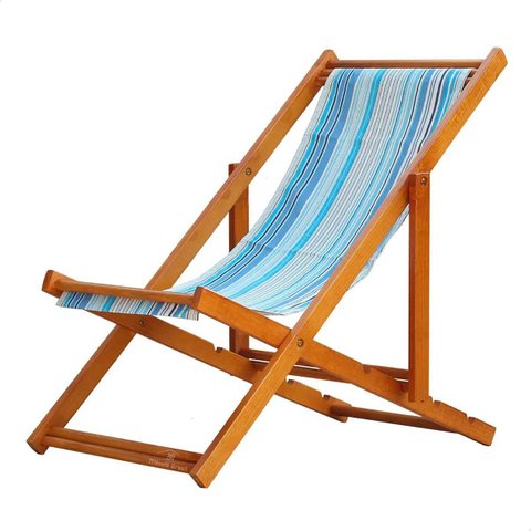 Espreguiçadeira Portátil de Madeira Maciça - para Piscina, sem Braço, Envernizada