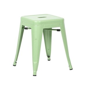Banqueta baixa Iron Tolix - Industrial - Aço - Vintage - Verde claro