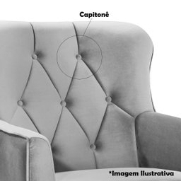 Poltrona Decorativa Carrara C/ Capitonê Veludo Prata - 5
