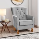 Ver imagem 2 de Poltrona Decorativa Carrara C/ Capitonê Veludo Prata