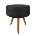 Ver imagem 5 de Kit 2 Poltronas e Puff Banqueta Redonda Nina Veludo Preto Pés Palito Castanho - Slk Decor