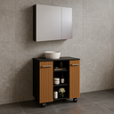 Ver imagem 3 de Conjunto Banheiro Espelheira Klein Gabinete Premium para Pia de Coluna - Jm3 Móveis:esp.preto-nature