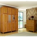 Ver imagem 1 de Conjunto de Quarto Grécia: Guarda-Roupa 8 Portas c/ Maleiro Cômoda 6 Gavetas Madeira Pinus Mel - Cav