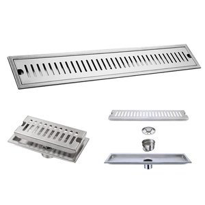 Ralo Linear 50cm Inox Anti Odor Anti Inseto Banheiro Lavabo Area Externa Jardim Quintal Higienico Se
