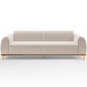 Ver imagem 3 de Sofá 4 Lugares para Sala de Estar Kiev 300cm D02 Base Castanho Pés D'ouro Bouclê Creme B-54 - Lyam D