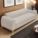 Ver imagem 2 de Sofá 4 Lugares para Sala de Estar Kiev 300cm D02 Base Castanho Pés D'ouro Bouclê Creme B-54 - Lyam D