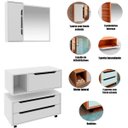 Ver imagem 2 de Kit Gabinete Balcão e Espelheira de Banheiro 80 cm Karina Branco
