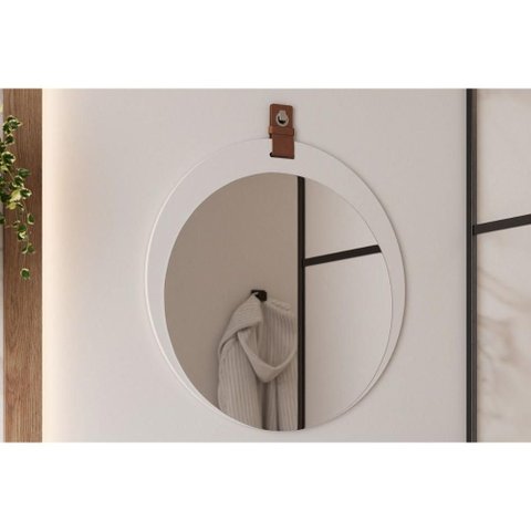 Espelheira Banheiro Lua Oval 60x60cm Branco MGM