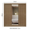 Ver mais imagens de Guarda-roupa Casal 3 Portas de Correr com Espelho Rustic Nobre Madesa Rustic