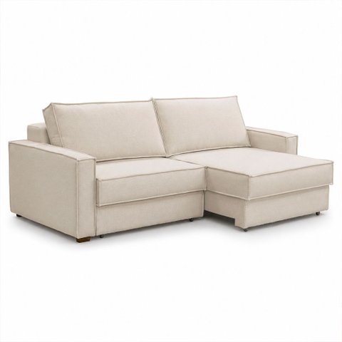 Sofá Sala de Estar Nilo Retratil Manual Bipartido 230cm 3 Lugares Bouclê Off White m1 - Monari Desig