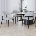 Ver imagem 2 de Kit 04 Cadeiras Estofada para Sala de Jantar Serena Preto C01 Courino Off White - Lyam Decor