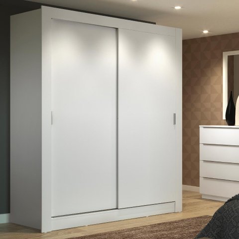 Guarda-Roupa Solteiro Madesa Dallas 2 Portas de Correr 2 Gavetas Branco Cor:Branco
