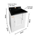 Ver imagem 2 de Gabinete Tanque de Lavanderia 40 Litros Espaço Torneira Branco/Preto 011