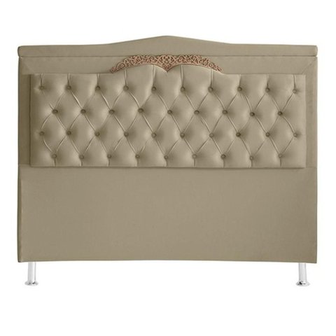 Cabeceira de Cama Box Barcelona Casal 140 Cm Capitonê Retro Botão Encapados Suede Bege do Lar Mó