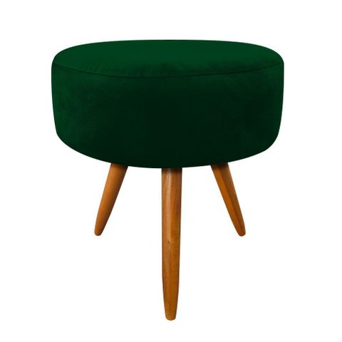 Puff Decorativo Redondo 40 cm Dóris Pé Palito Suede - Verde