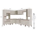 Ver imagem 3 de Cozinha de Canto Completa Modulada New 233/311cm Balcão Pia Armário Nicho Forno Mdp Legno - Clicklar