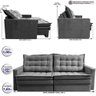 Sofá sem Caixa Retrátil Baú 1,60m Cama Inbox Secret Suede Velusoft Cinza - 3