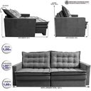 Ver imagem 3 de Sofá sem Caixa Retrátil Baú 1,60m Cama Inbox Secret Suede Velusoft Cinza